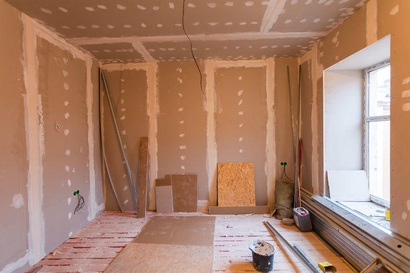 Material for repairs in an apartment is under construction and renovation